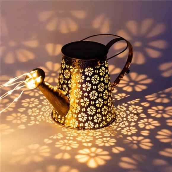 Outdoor Solar Watering Can w/ Lights Garden Decor Solar Powered Waterproof LED - Picture 6 of 6